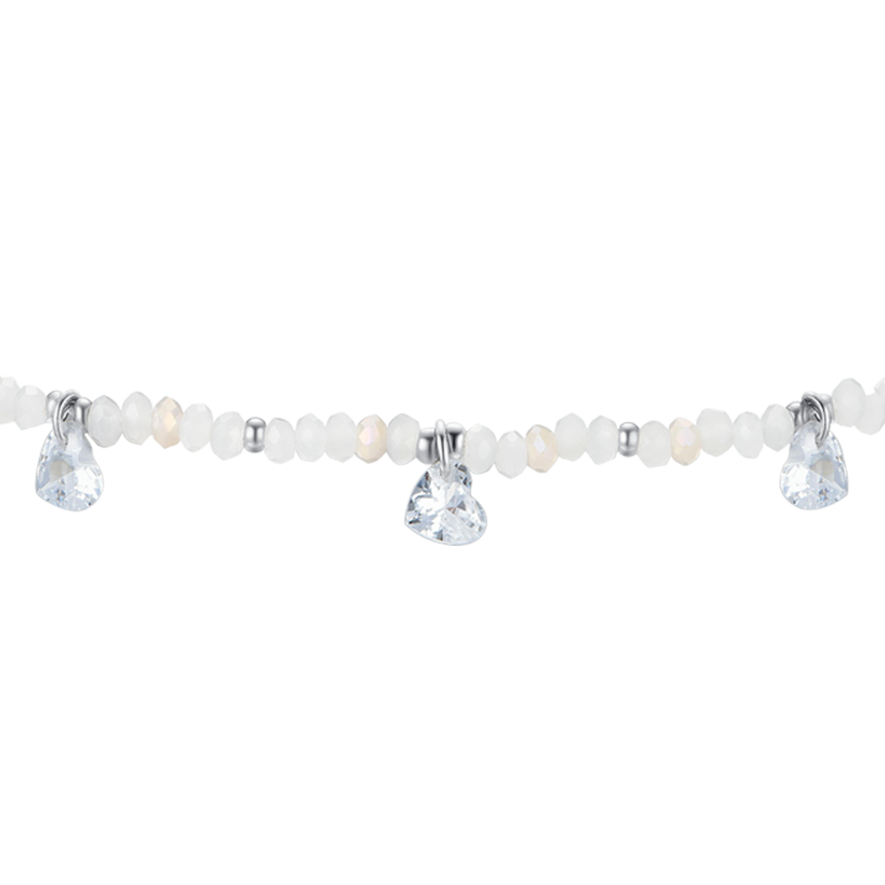 PULSERA DE ACERO PARA MUJER PIEDRAS Y CRISTALES BLANCOS