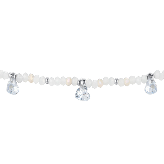 PULSERA DE ACERO PARA MUJER PIEDRAS Y CRISTALES BLANCOS