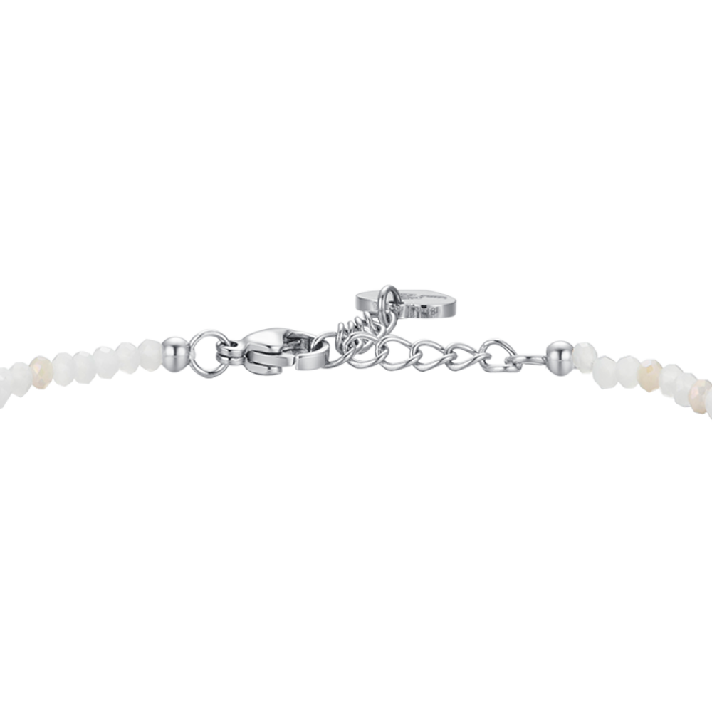 PULSERA DE ACERO PARA MUJER PIEDRAS Y CRISTALES BLANCOS