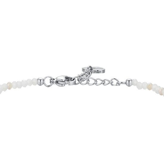 PULSERA DE ACERO PARA MUJER PIEDRAS Y CRISTALES BLANCOS