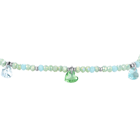 PULSERA DE ACERO PARA MUJER CON PIEDRAS Y CRISTALES VERDE AGUA