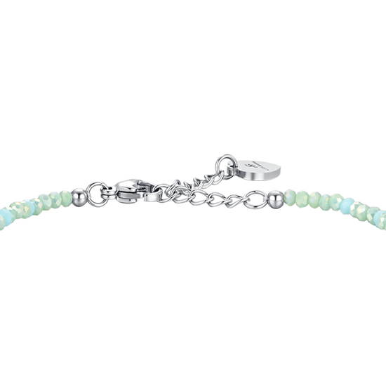 PULSERA DE ACERO PARA MUJER CON PIEDRAS Y CRISTALES VERDE AGUA