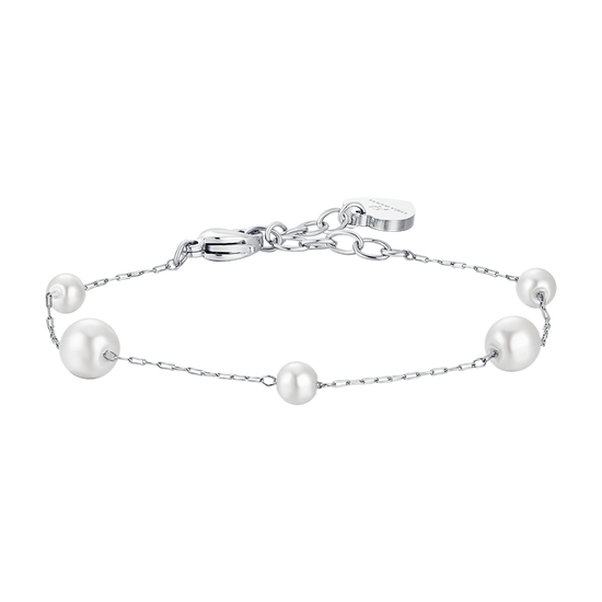 PULSERA DE ACERO PARA MUJER CON PERLAS