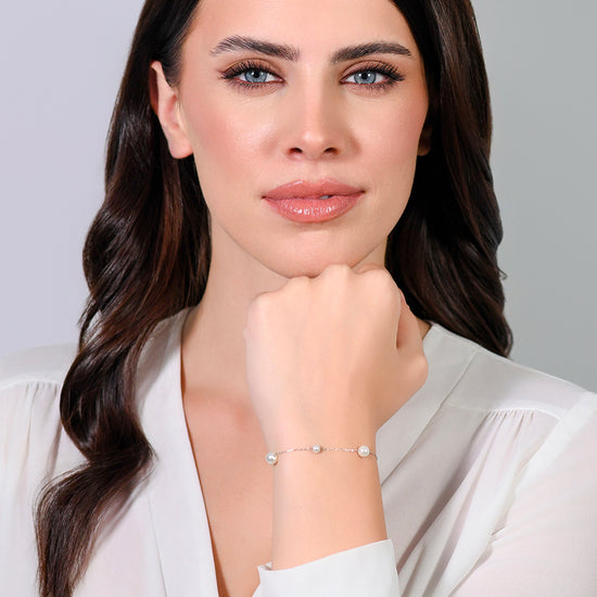PULSERA DE ACERO PARA MUJER CON PERLAS