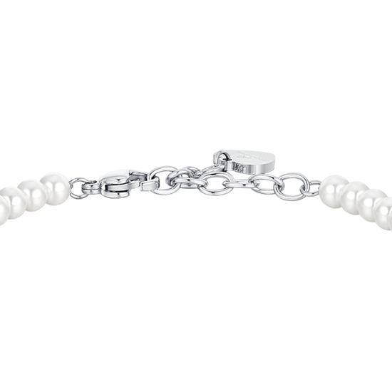 PULSERA DE PERLAS Y ACERO CORAZÓN PARA MUJER