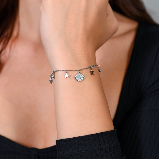 PLANETA Y ESTRELLAS BRAZALETE DE ACERO PARA MUJER