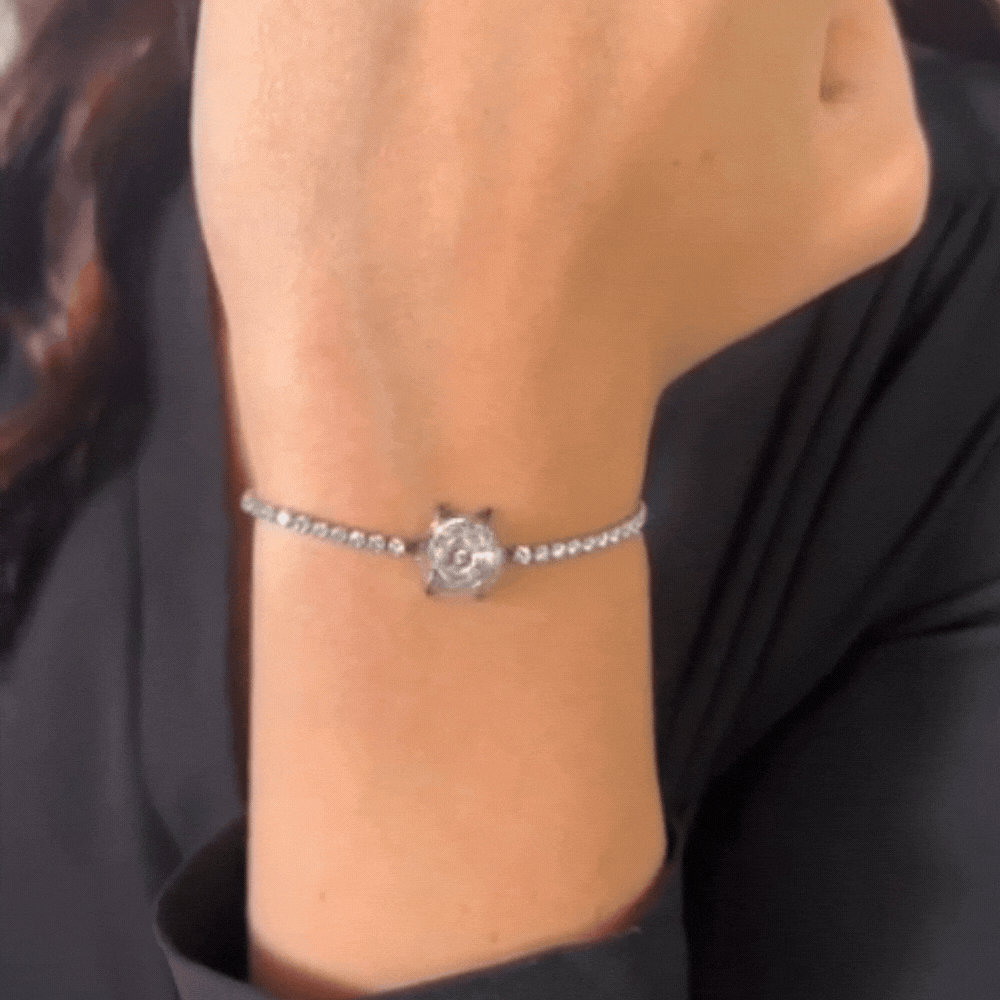 PULSERA DE TENIS FLOR DE ACERO PARA SEÑORA