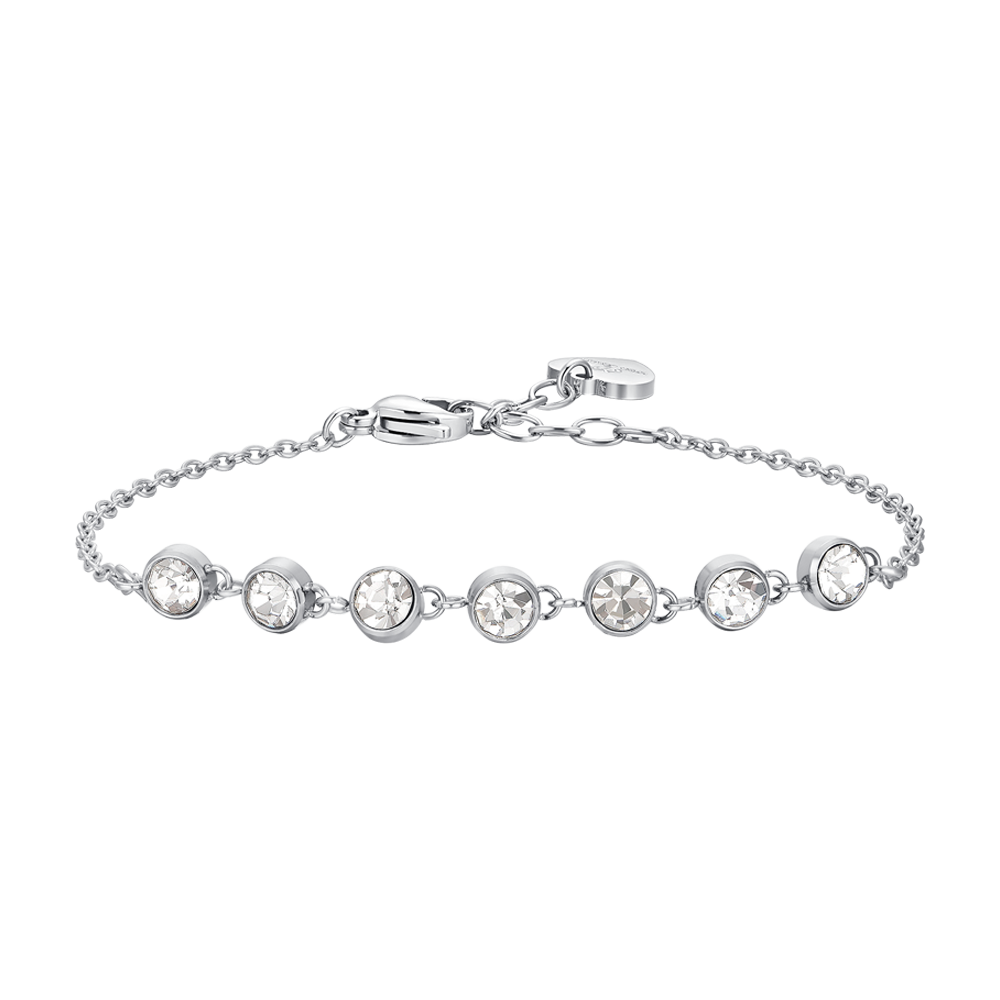 BRAZALETE DE ACERO CRISTAL BLANCO PARA MUJER