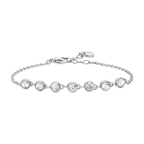 BRAZALETE DE ACERO CRISTAL BLANCO PARA MUJER