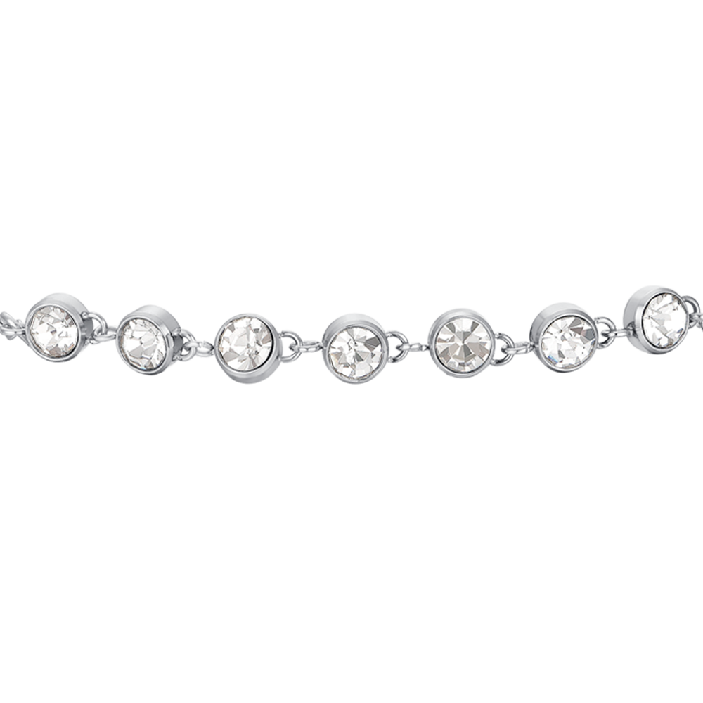 BRAZALETE DE ACERO CRISTAL BLANCO PARA MUJER