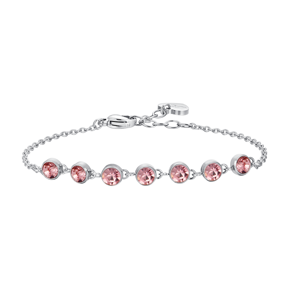 PULSERA DE ACERO CRISTAL ROSA PARA MUJER