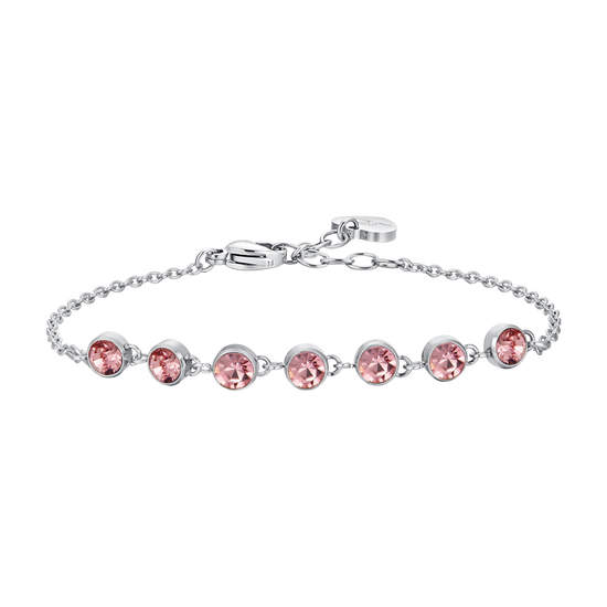 PULSERA DE ACERO CRISTAL ROSA PARA MUJER