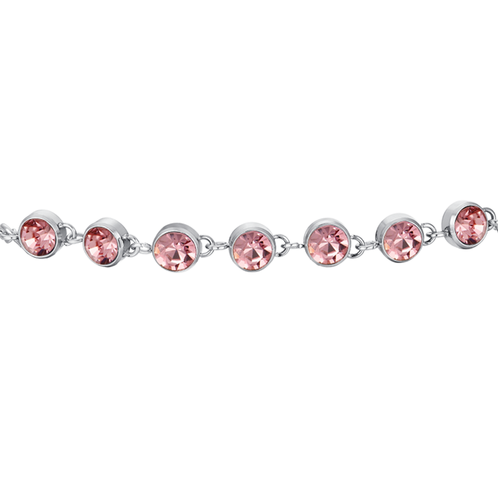 PULSERA DE ACERO CRISTAL ROSA PARA MUJER