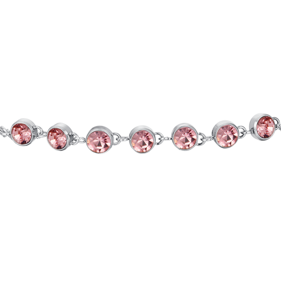 PULSERA DE ACERO CRISTAL ROSA PARA MUJER