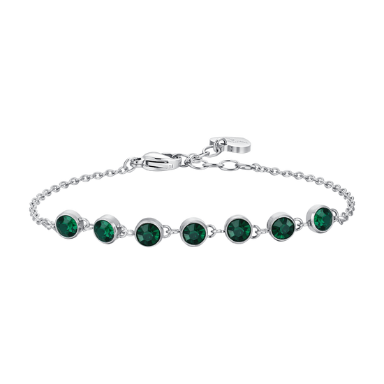 PULSERA DE ACERO CRISTAL VERDE PARA MUJER