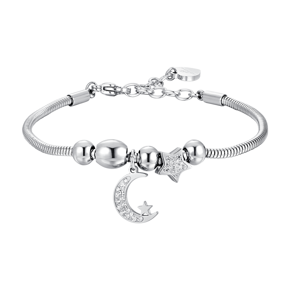 PULSERA DE ACERO LUNA Y CRISTALES PARA MUJER