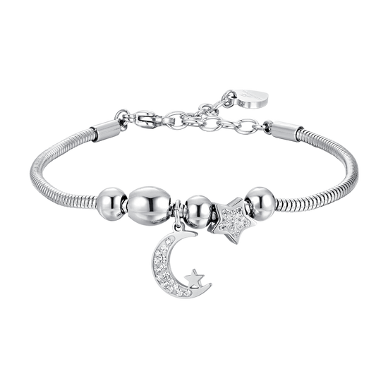 PULSERA DE ACERO LUNA Y CRISTALES PARA MUJER