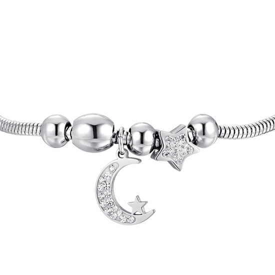 PULSERA DE ACERO LUNA Y CRISTALES PARA MUJER