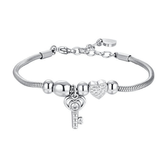 PULSERA DE MUJER DE ACERO CON LLAVE Y CRISTAL