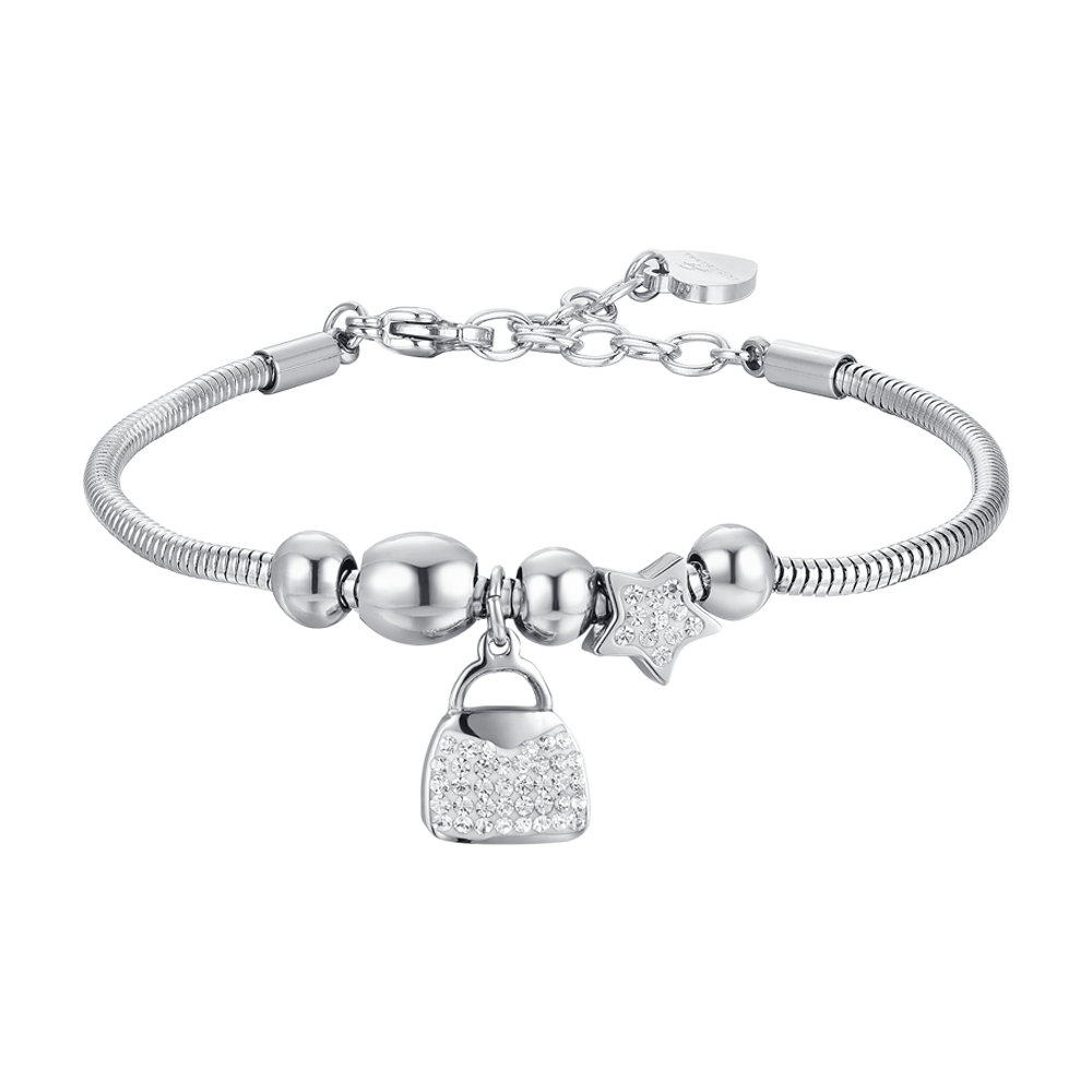 BOLSA DE ACERO Y CRISTALES PULSERA DE MUJER