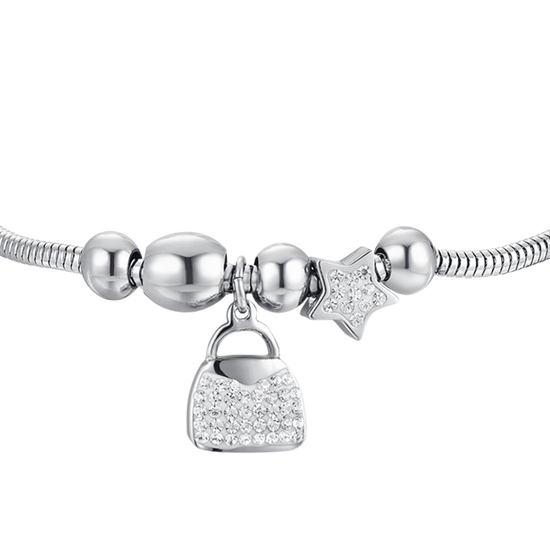 BOLSA DE ACERO Y CRISTALES PULSERA DE MUJER