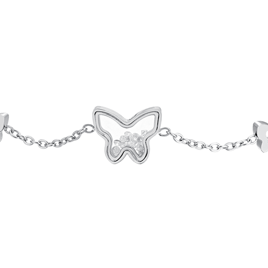 PULSERA DE MUJER DE ACERO CON MARIPOSA Y CIRCONITA