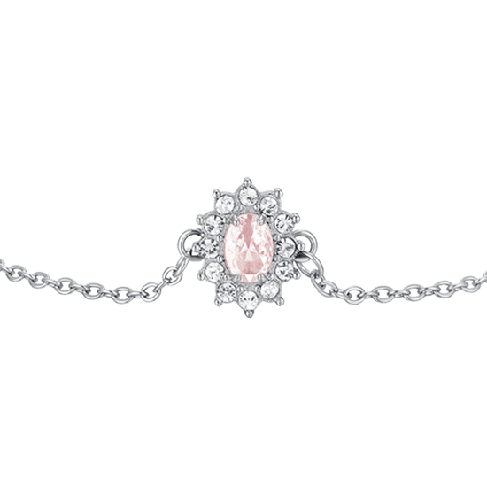 BRACCIALE DONNA IN ACCIAIO CRISTALLI E ZIRCONE ROSA