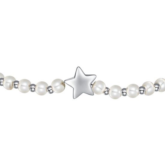 BRACCIALE DONNA IN ACCIAIO E PERLE BIANCHE CON STELLA