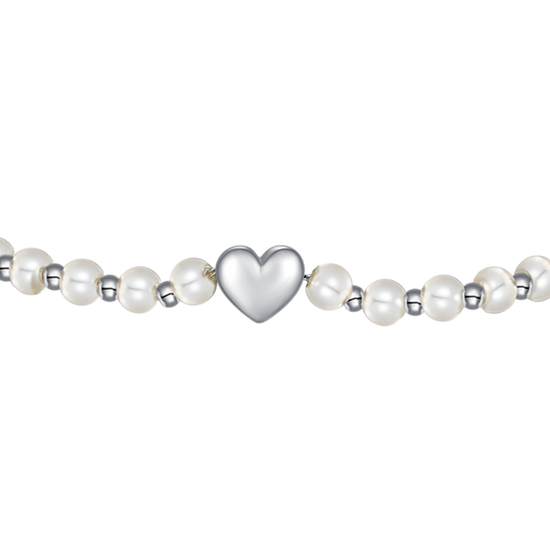 Carica immagine nella Galleria BRACCIALE DONNA IN ACCIAIO E PERLE SINTETICHE BIANCHE CON CUORE
