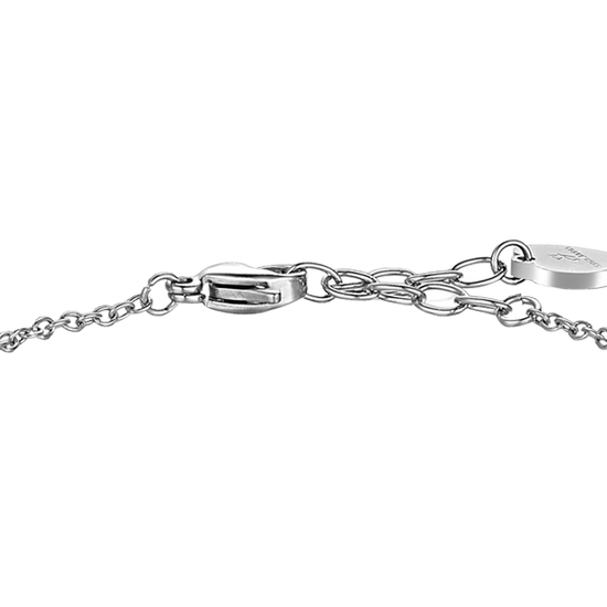 BRACCIALE DONNA IN ACCIAIO E PERLE SINTETICHE BIANCHE CON CUORE