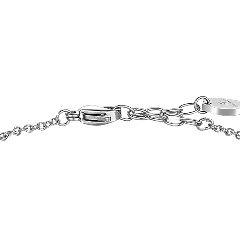BRACCIALE DONNA IN ACCIAIO IP GOLD E PERLE BIANCHE CON CUORE IP ROSE