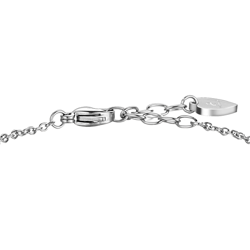 BRACCIALE IN ACCIAO CON QUADRIFOGLI E ZIRCONI BIANCHI