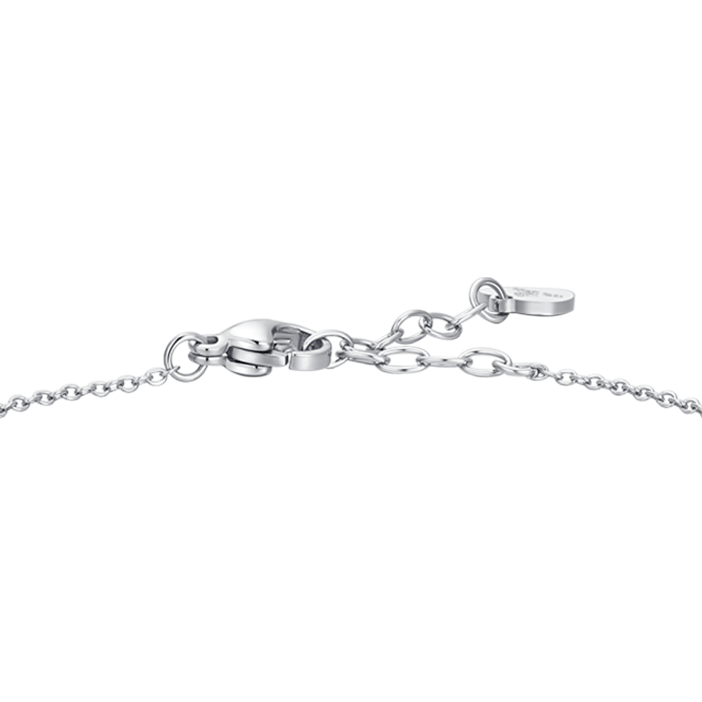 PULSERA DE ACERO PARA MUJER CON CORAZÓN Y CRISTALES BLANCOS