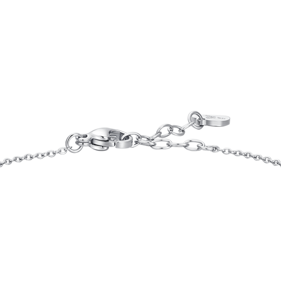 PULSERA DE ACERO PARA MUJER CON CORAZÓN Y CRISTALES BLANCOS