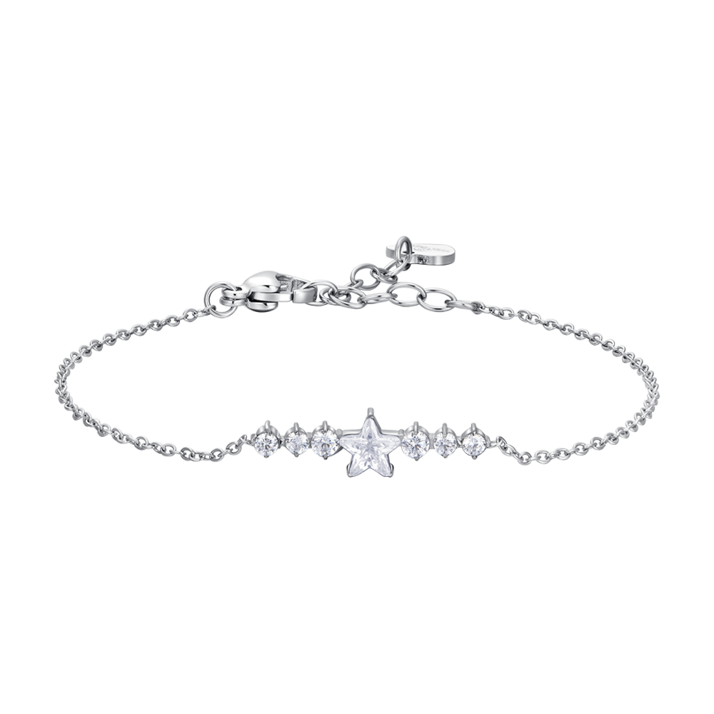 PULSERA DE ACERO PARA MUJER CON ESTRELLA Y CRISTALES BLANCOS