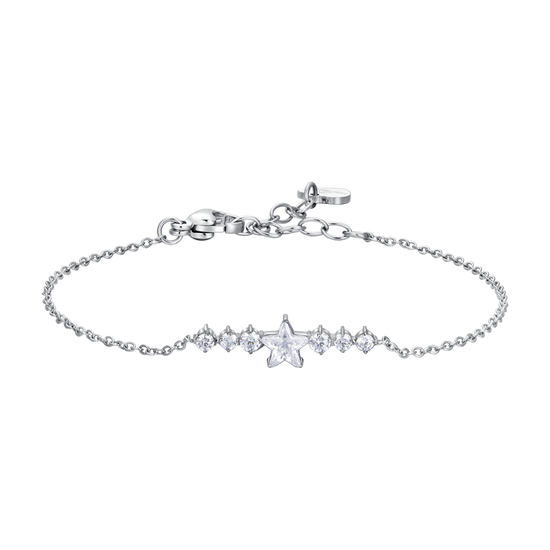 PULSERA DE ACERO PARA MUJER CON ESTRELLA Y CRISTALES BLANCOS