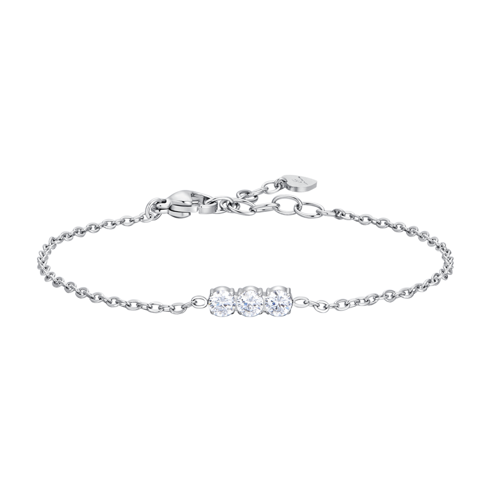 PULSERA DE ACERO PARA MUJER CON CRISTALES BLANCOS