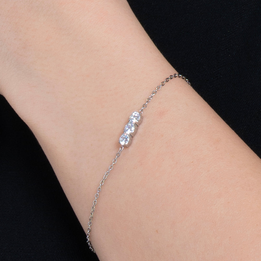 PULSERA DE ACERO PARA MUJER CON CRISTALES BLANCOS