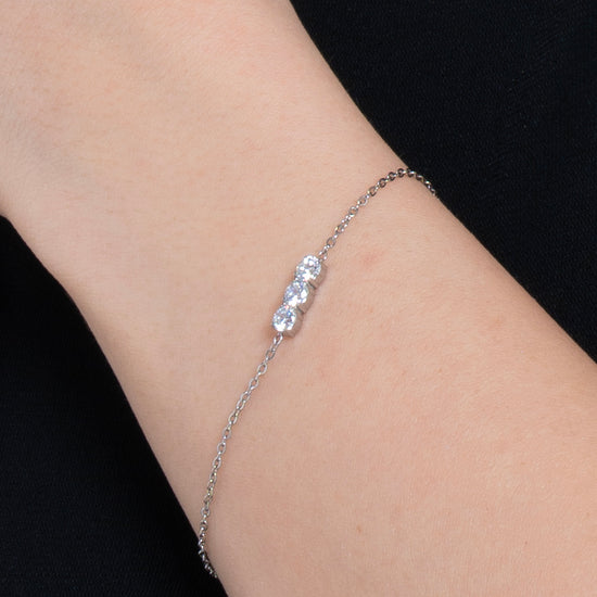 PULSERA DE ACERO PARA MUJER CON CRISTALES BLANCOS