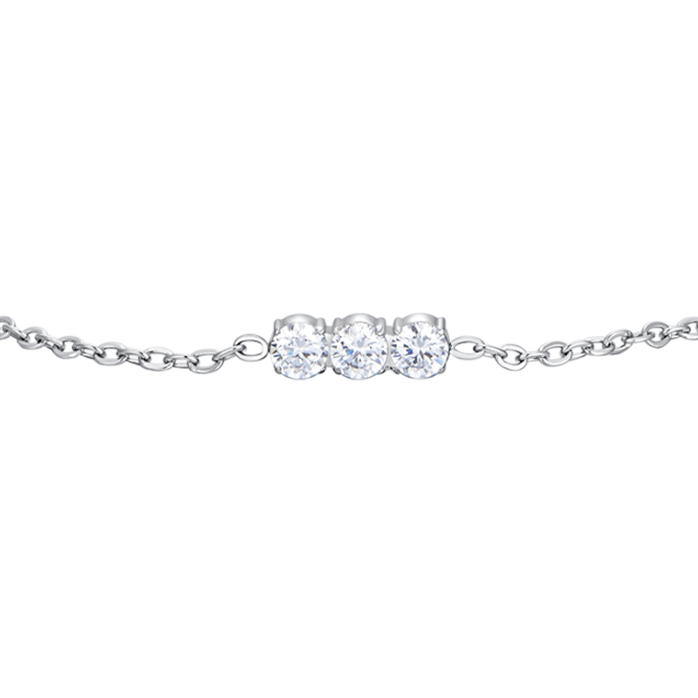 PULSERA DE ACERO PARA MUJER CON CRISTALES BLANCOS