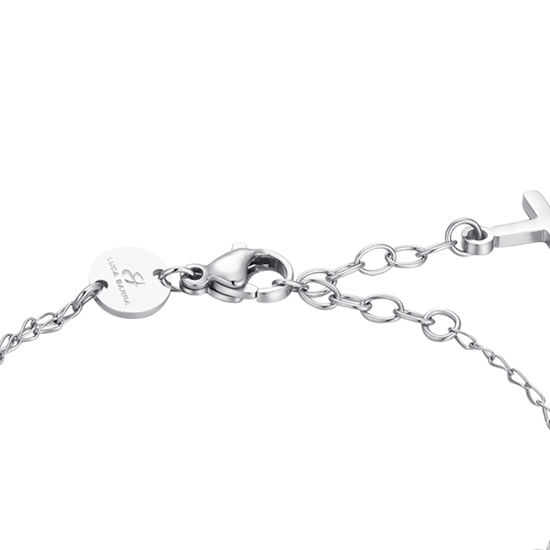BRACCIALE DONNA ROSARIO IN ACCIAIO, MEDAGLIETTA CON MADONNINA MIRACOLOSA