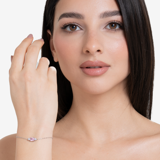BRACCIALE DONNA IN ACCIAIO CON ZIRCONI ROSA E BIANCHI
