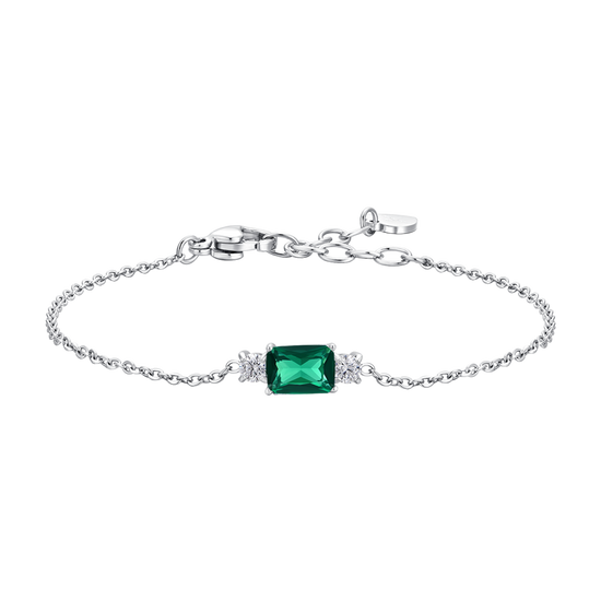 BRACCIALE DONNA IN ACCIAIO CON ZIRCONI VERDE E BIANCHI
