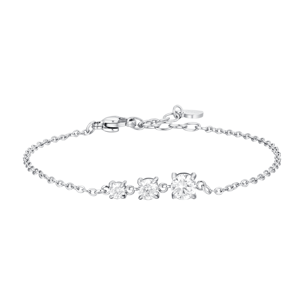 BRACCIALE DONNA IN ACCIAIO CON ZIRCONI BIANCHI