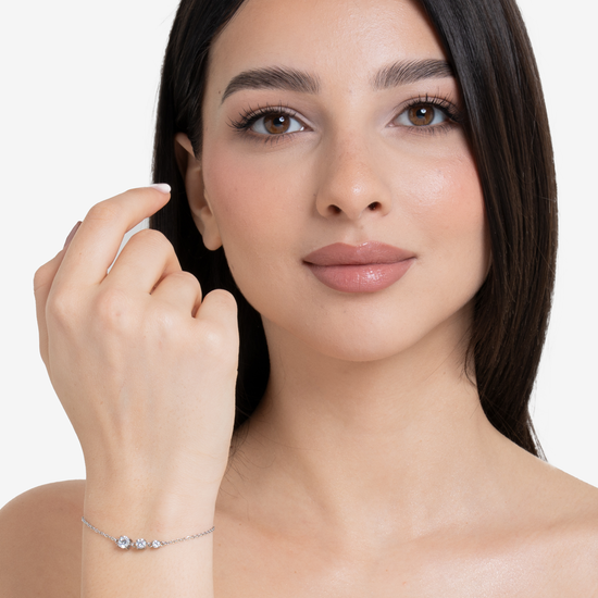BRACCIALE DONNA IN ACCIAIO CON ZIRCONI BIANCHI