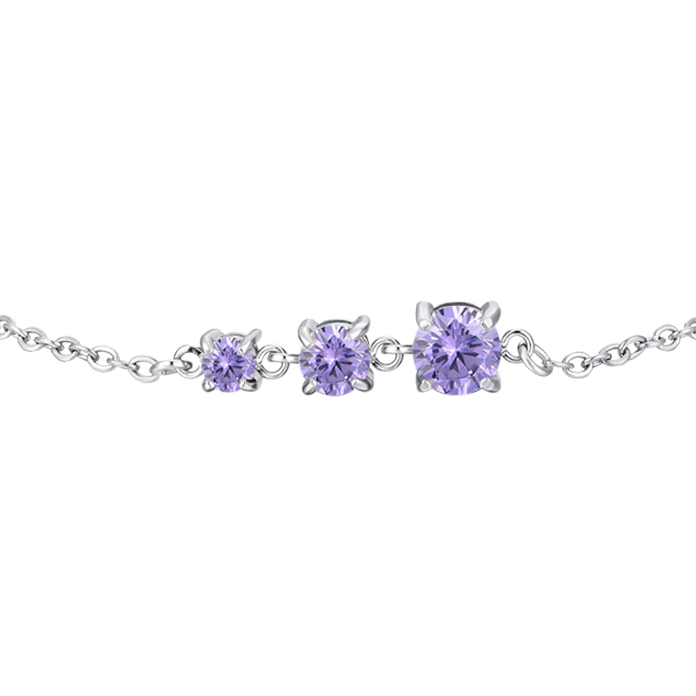 BRACCIALE DONNA IN ACCIAIO CON ZIRCONI VIOLA