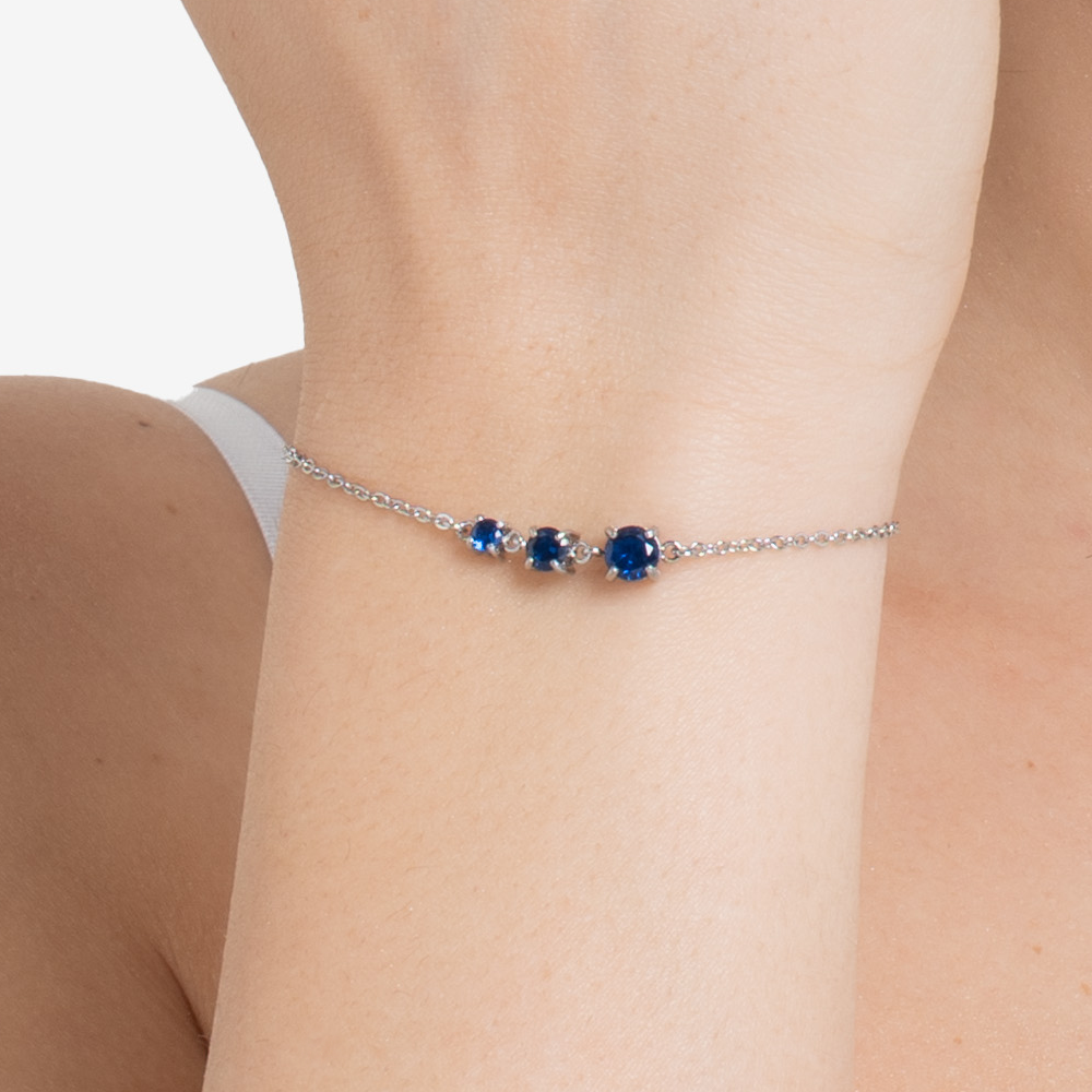 BRACCIALE DONNA IN ACCIAIO CON ZIRCONI BLU
