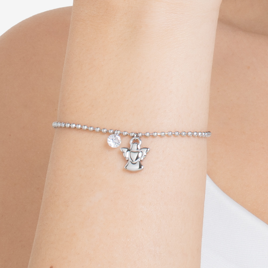 BRACCIALE DONNA IN ACCIAIO CON ANGELO E ZIRCONE BIANCO