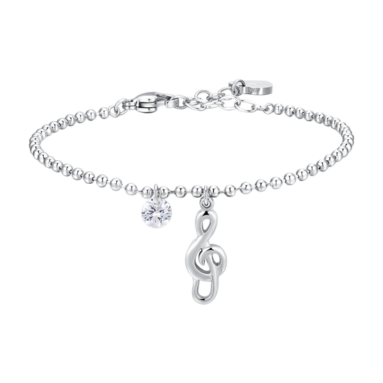 BRACCIALE DONNA IN ACCIAIO CON NOTA MUSICALE E ZIRCONE BIANCO