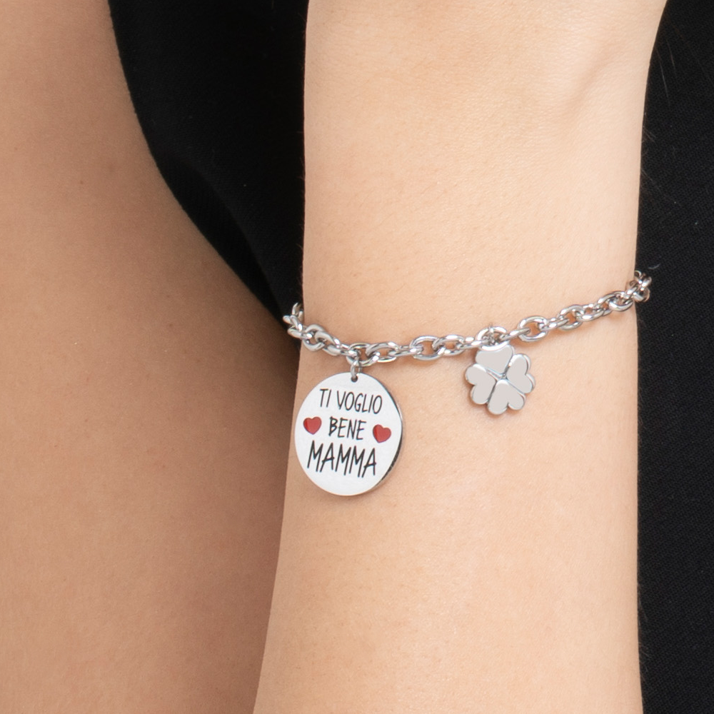BRACCIALE DONNA IN ACCIAIO TI VOGLIO BENE MAMMA